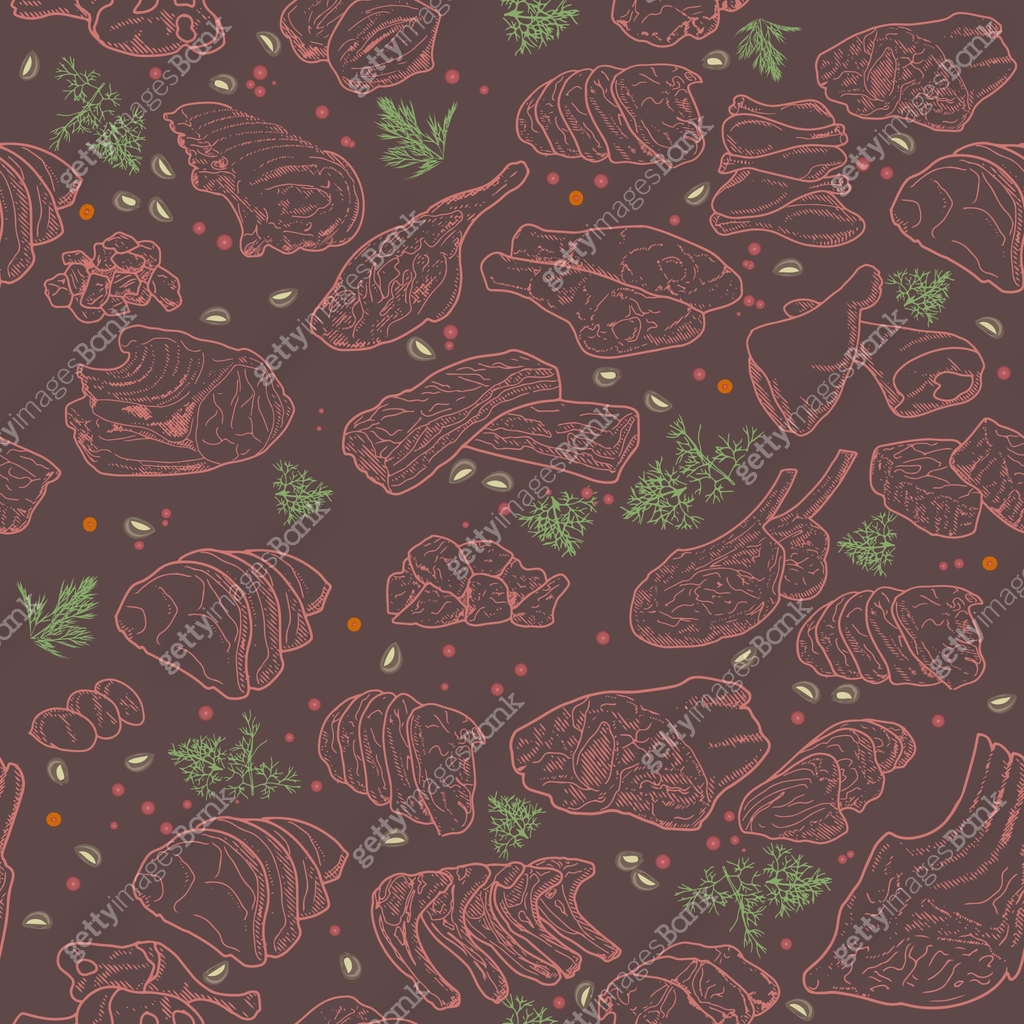 Butcher Pattern Seamless meat set pattern 이미지 (1313629151) 일러스트, 무료 일러스트 - 게티이미지뱅크