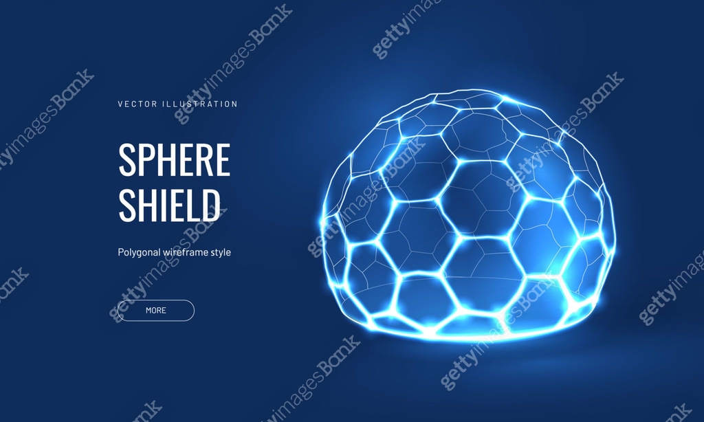 Energy shield geometric hexagon vector illustration on a blue ...