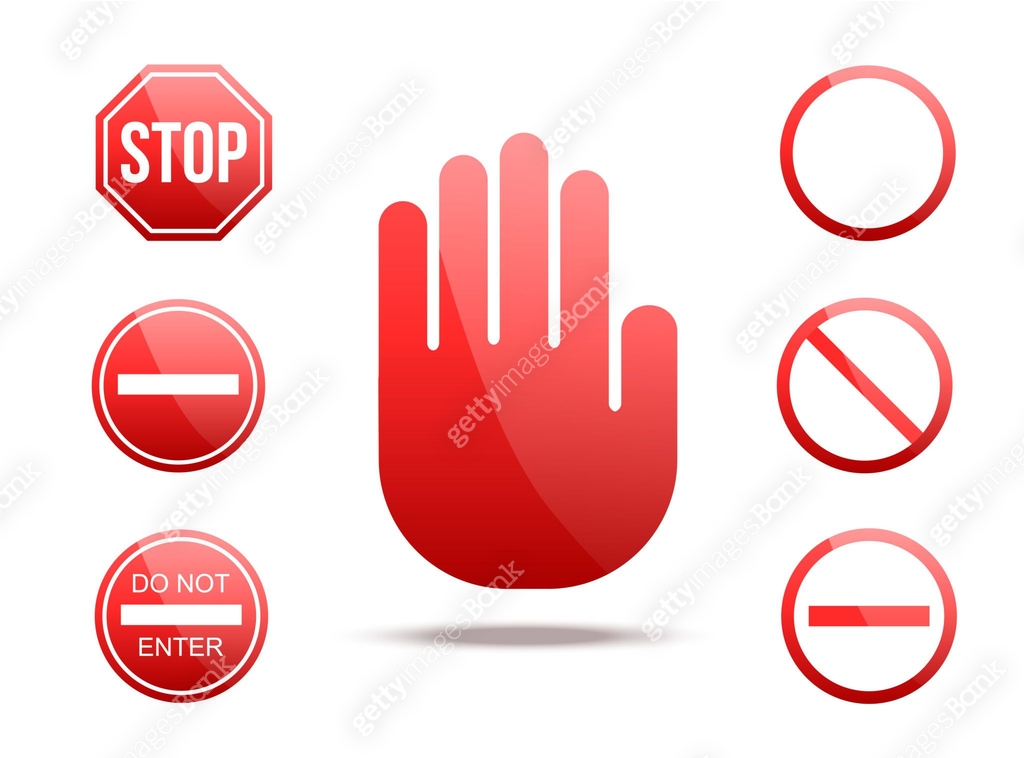 Stop sign icon,Set of the restricted and dangerous vector signs ...