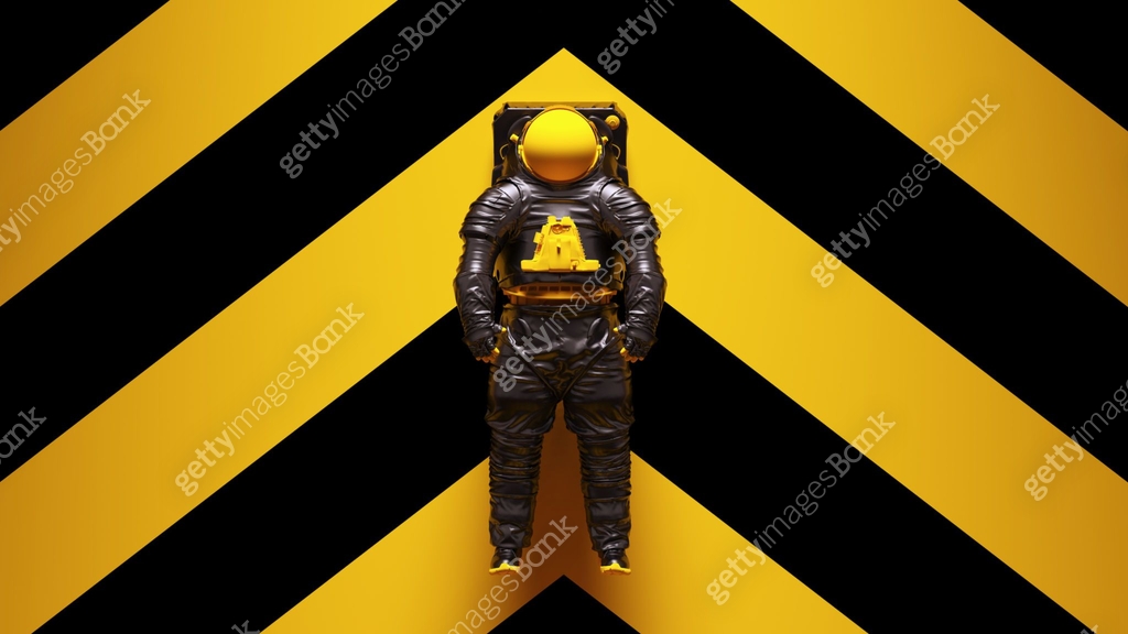 Yellow Black Spaceman Astronaut Cosmonaut Spacewalk Suit with Yellow an ...