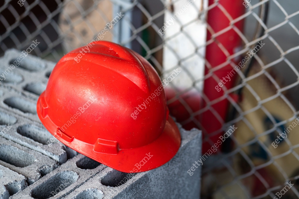 A red safety working helmet for supervisor - Industrial equipment. 이미지 ...
