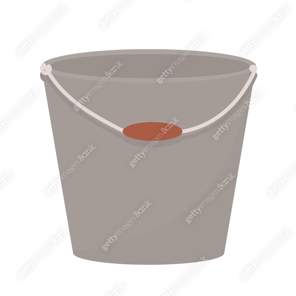 Iron Bucket. Tool for work in the garden and construction. Vector flat ...