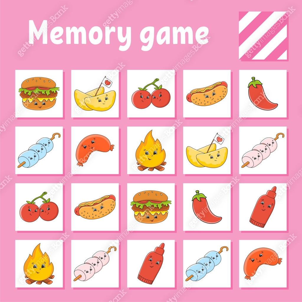 Memory game for kids. Education developing worksheet. Activity page ...