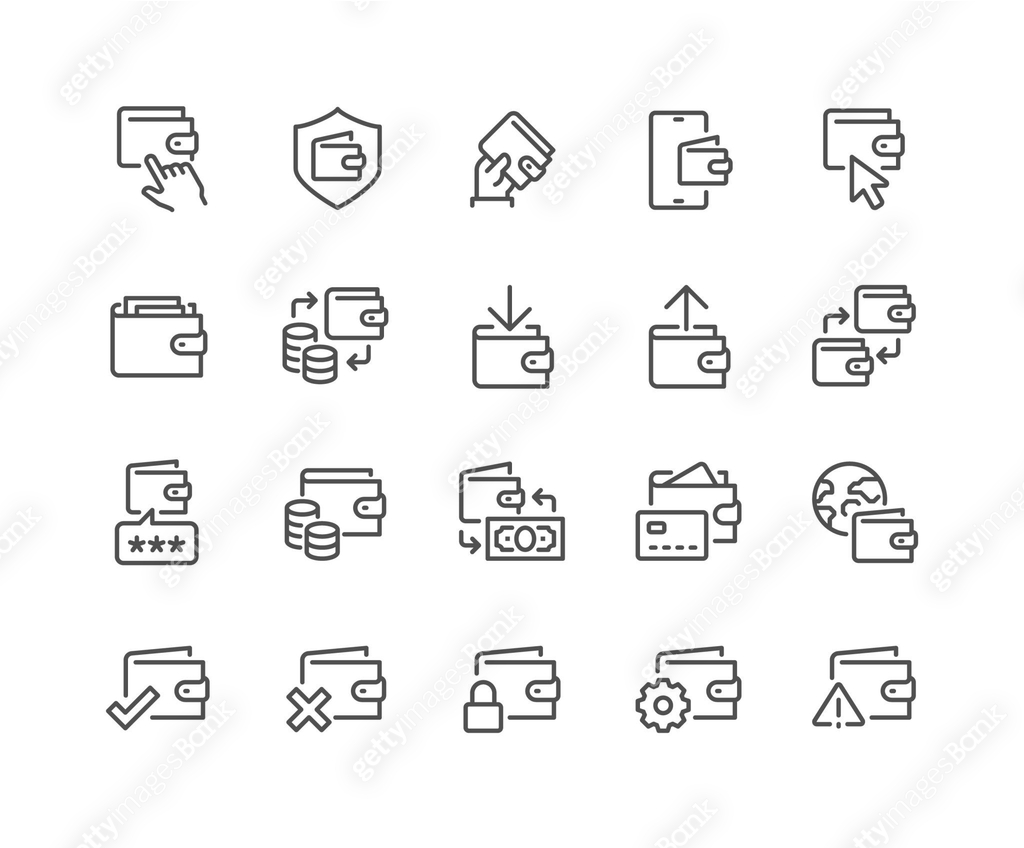 Line Wallet Icons 이미지 (1330619445) 일러스트, 무료 일러스트, 아이콘, 무료 아이콘 - 게티이미지뱅크