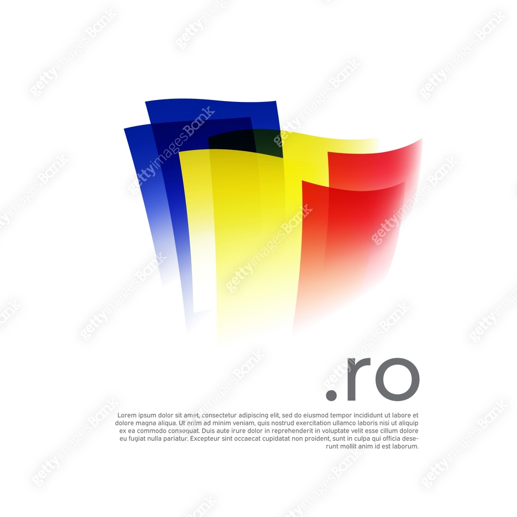Romania flag. Vector stylized design national poster on a white ...
