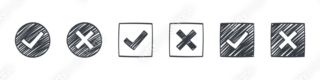 Check marks. Drawn icons of check marks. Checkbox icons and sketch ...
