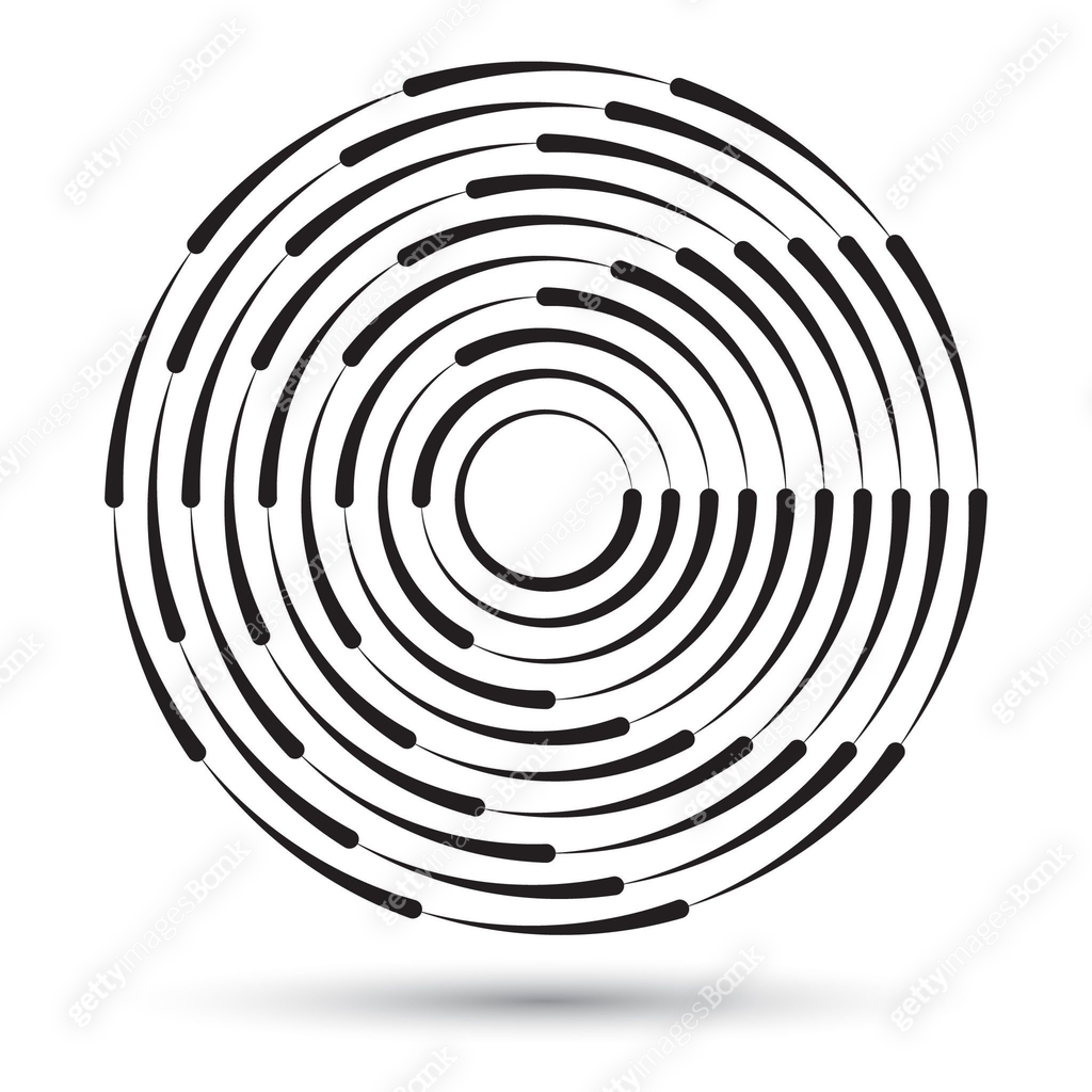 Circle with rotating lines as abstract dynamic icon or logo. 이미지 ...