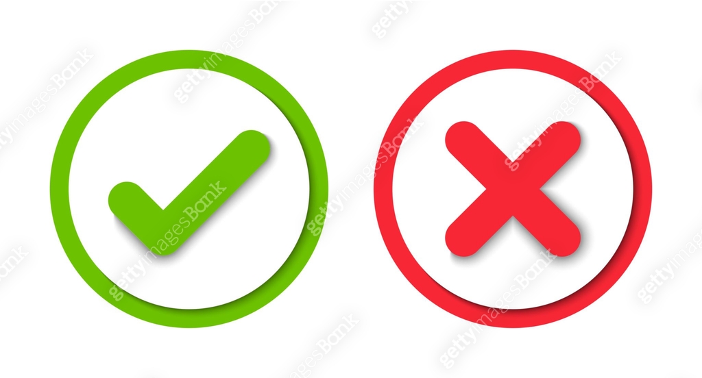 Approve and deny line icons. Checkmark and cross buttons. Vector ...