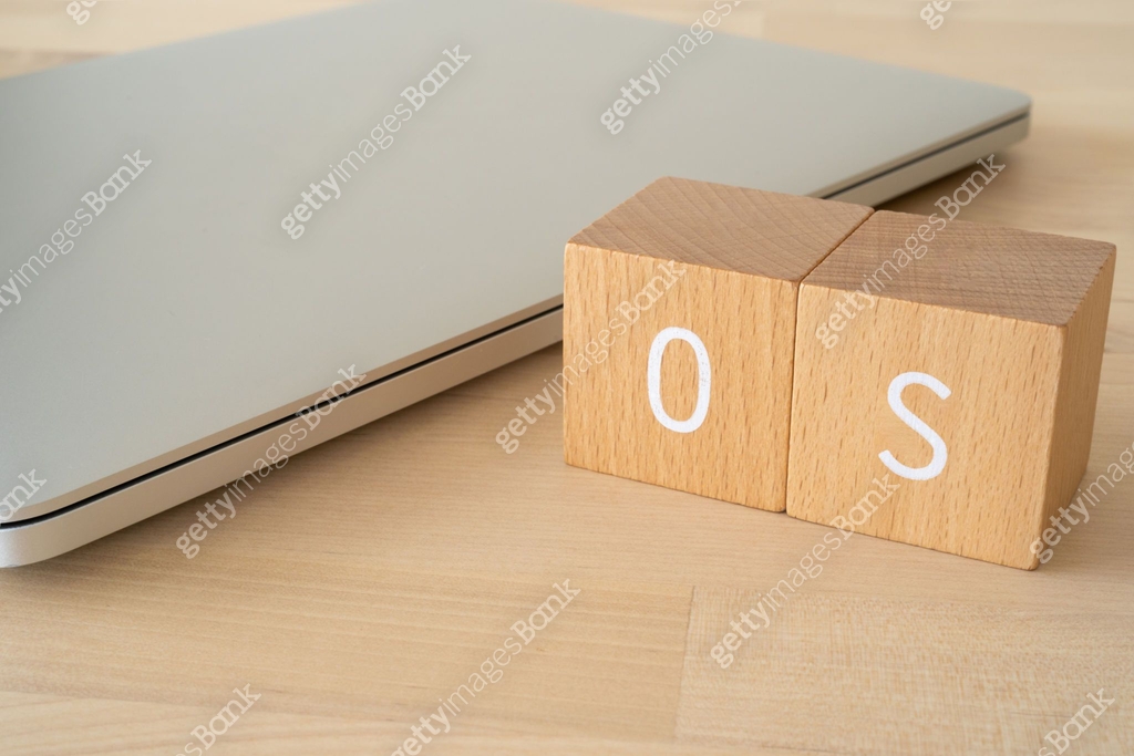 Operating System; Wooden blocks with