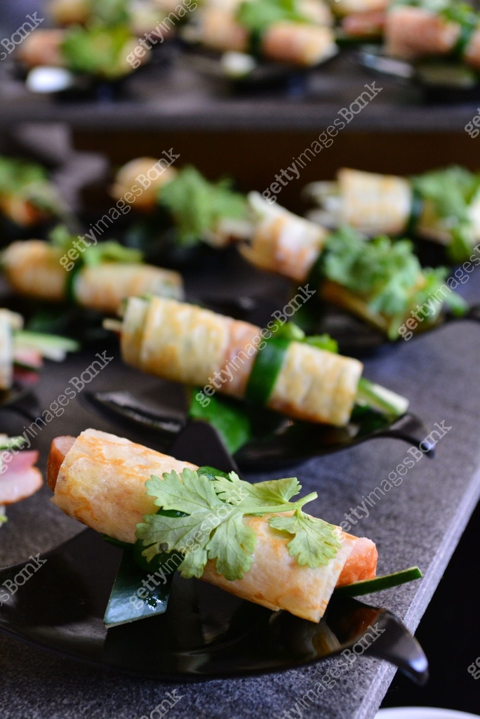 luxury buffet party dining catering with decoration in asian fusion ...