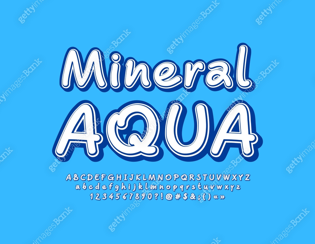Vector modern sign Mineral Aqua. Handwritten Alphabet Letters and ...