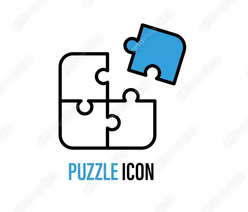 Puzzle icon vector. Simple solutions concept, compatibility line icon ...