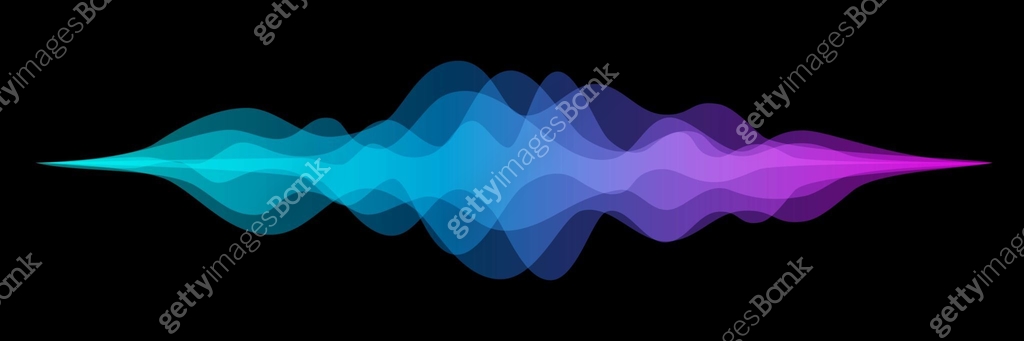 Abstract audio sound wave background. Blue and purple voice or music ...