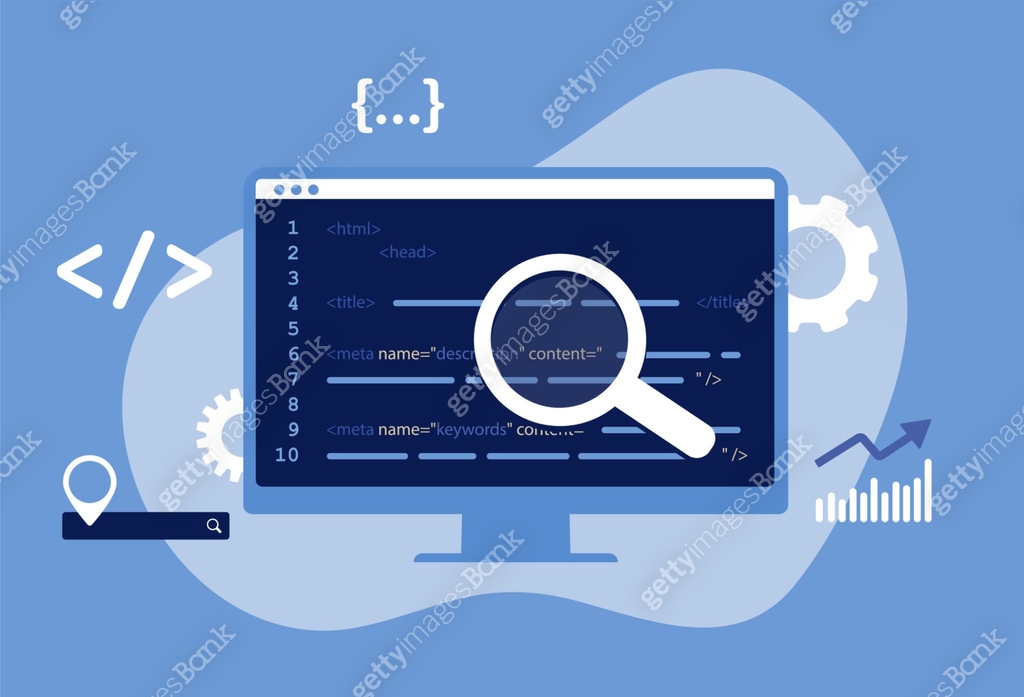 SEO Meta Data Optimization Concept. Vector illustration with hypertext ...