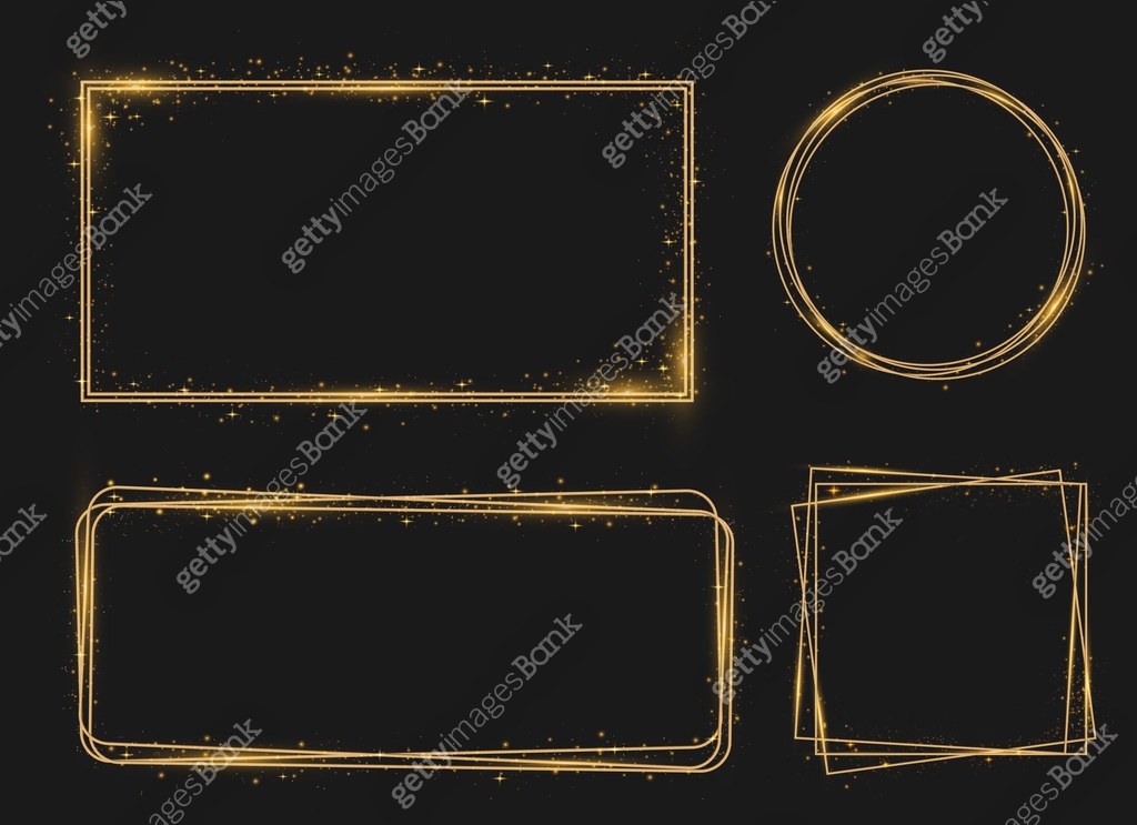 Golden shiny frames borders rim with light. 이미지 (1331958336) 일러스트, 무료 ...