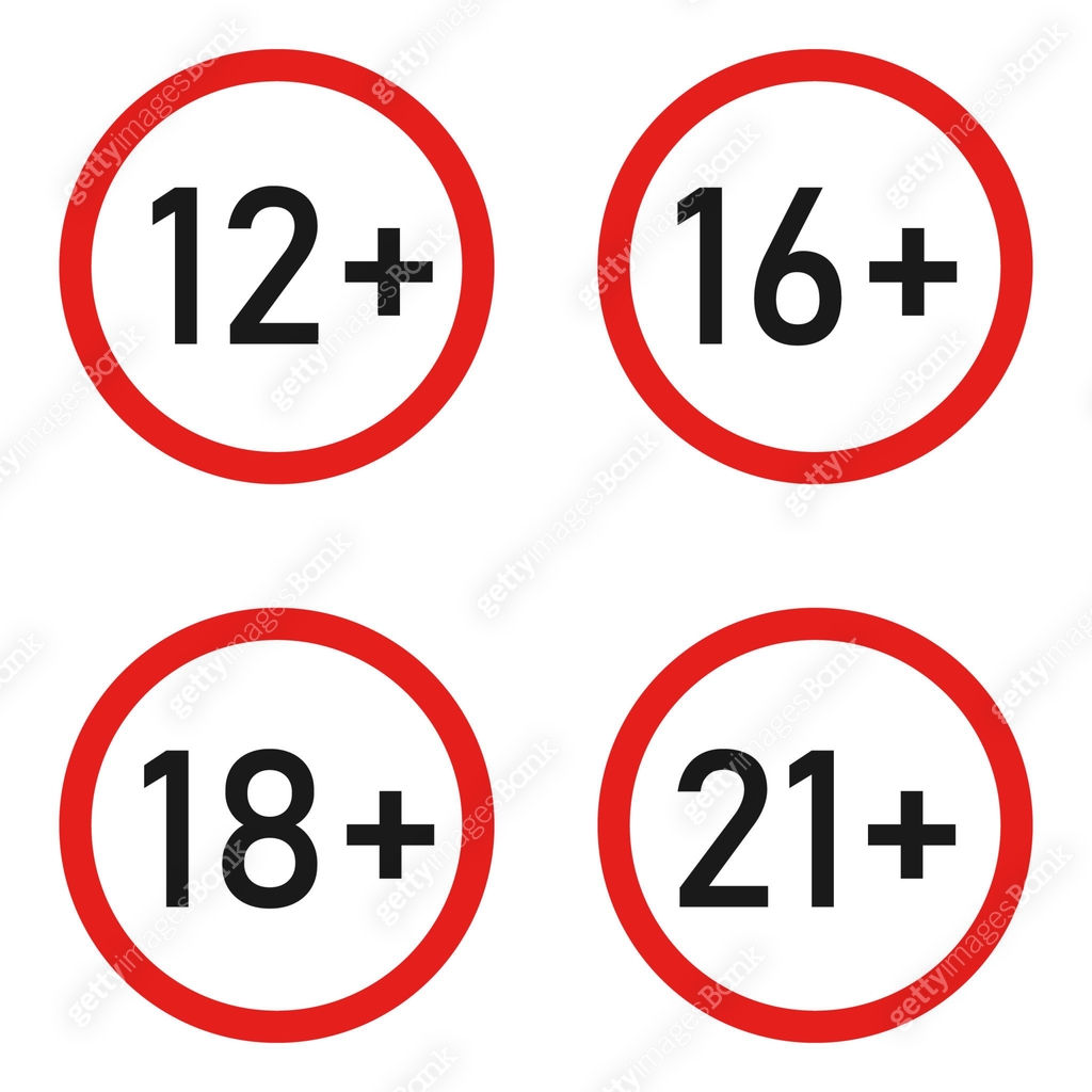 Age restriction signs. Prohibitory signs by age. Vector, cartoon ...