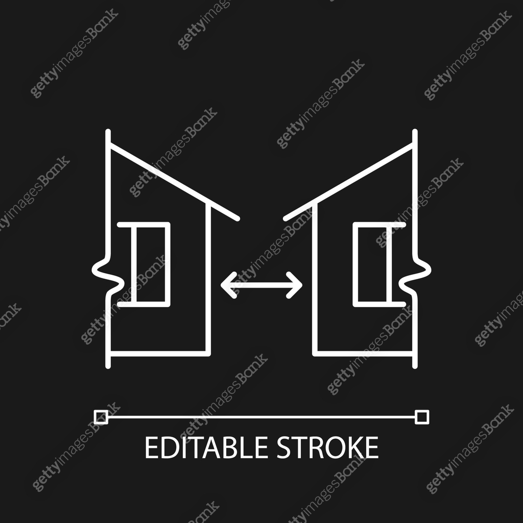 Minimum distance between buildings white linear icon for dark theme 이미지 ...
