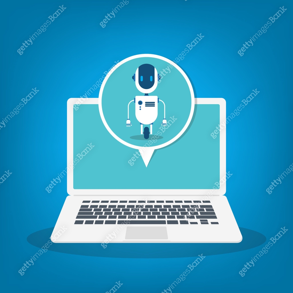 Bot Computer Center Chat Bot Using Laptop Computer, Robot Virtual Assistance Of Website Or ...