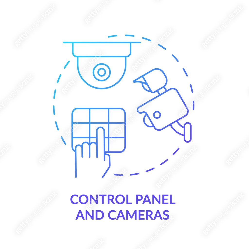 Camera Control App Incon Control panel and cameras blue gradient concept icon 이미지 (1345324482 ...