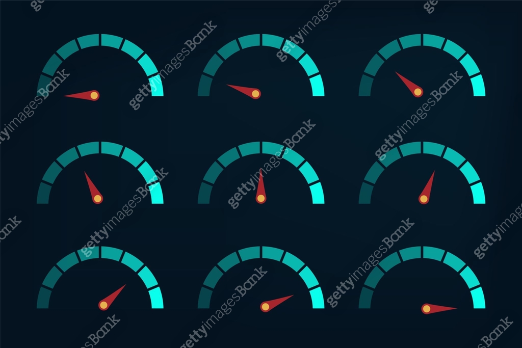 Speedometer Sign Gui Element Futuristic speedometer infographics. Rating meter signs, car gauge ...