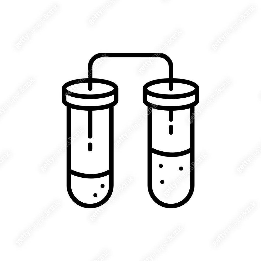 Science research lab experiment icon. Medical biology line equipment ...