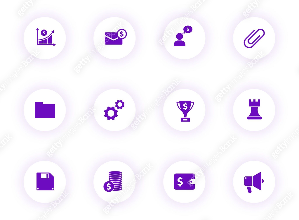 Graphics Icon Purple business purple color vector icons on light round buttons with purple ...