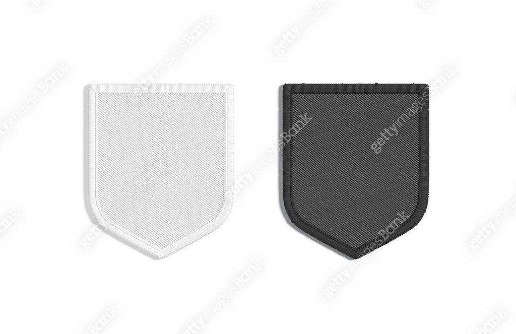Blank black and white shield embroidered patch mockup, top view 이미지 ...