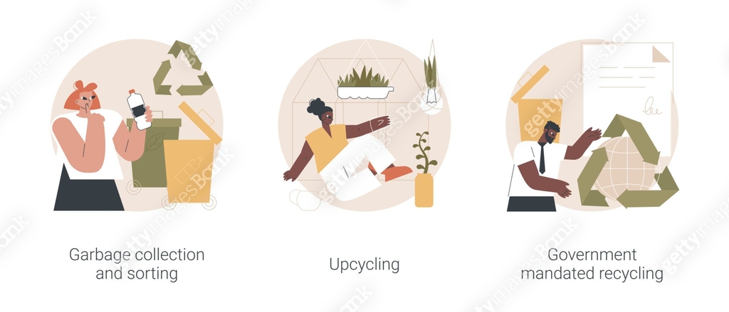 Waste collection and recycling problems abstract concept vector ...