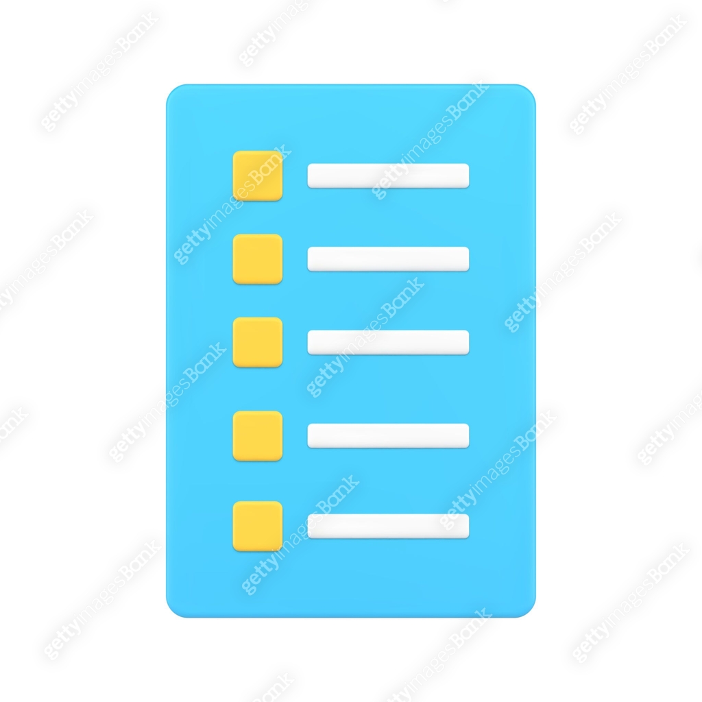 Blue simple modern checklist with yellow checkbox and line 3d icon ...