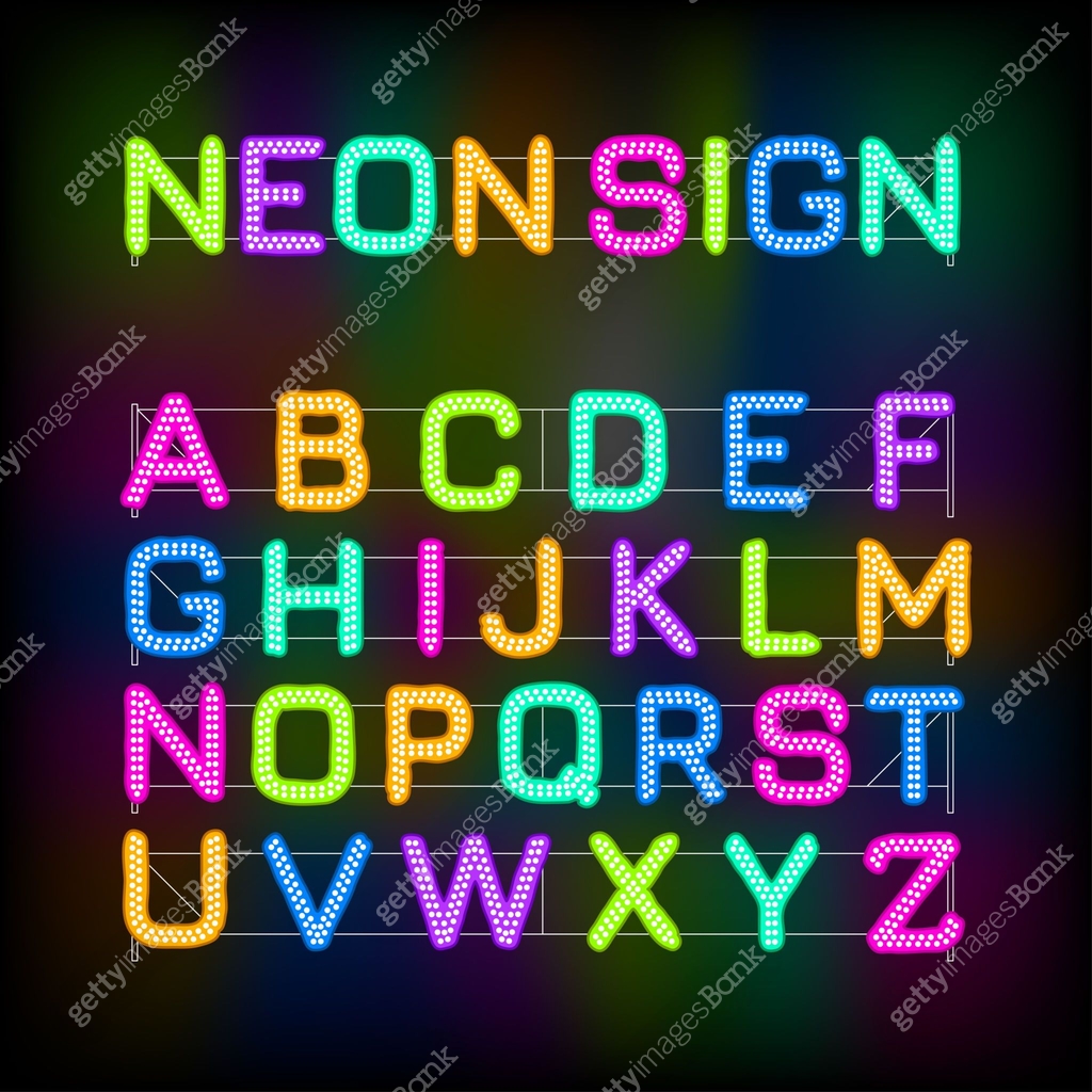 ABC from glowing neon letters for billboard 이미지 (1352596666) 일러스트, 무료 ...