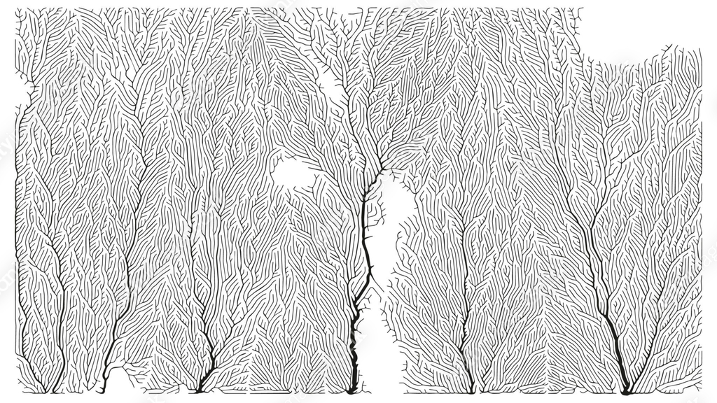 Braching Pattern Growth pattern. Generative branching structure. Organic net of vessels ...