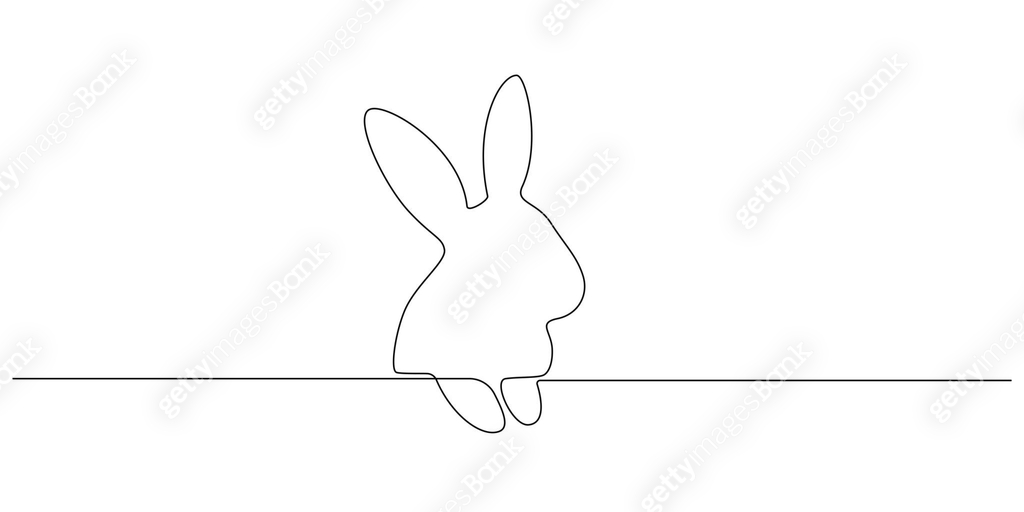 Continuous one line drawing of Easter Bunny. Cute rabbit silhouette ...