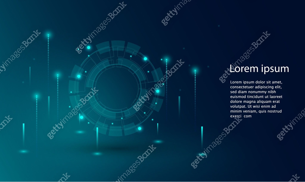 Abstract technology concept particle connection background with blue ...