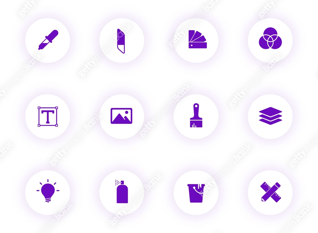 Graphics Icon Purple art and design purple color vector icons on light round buttons with ...