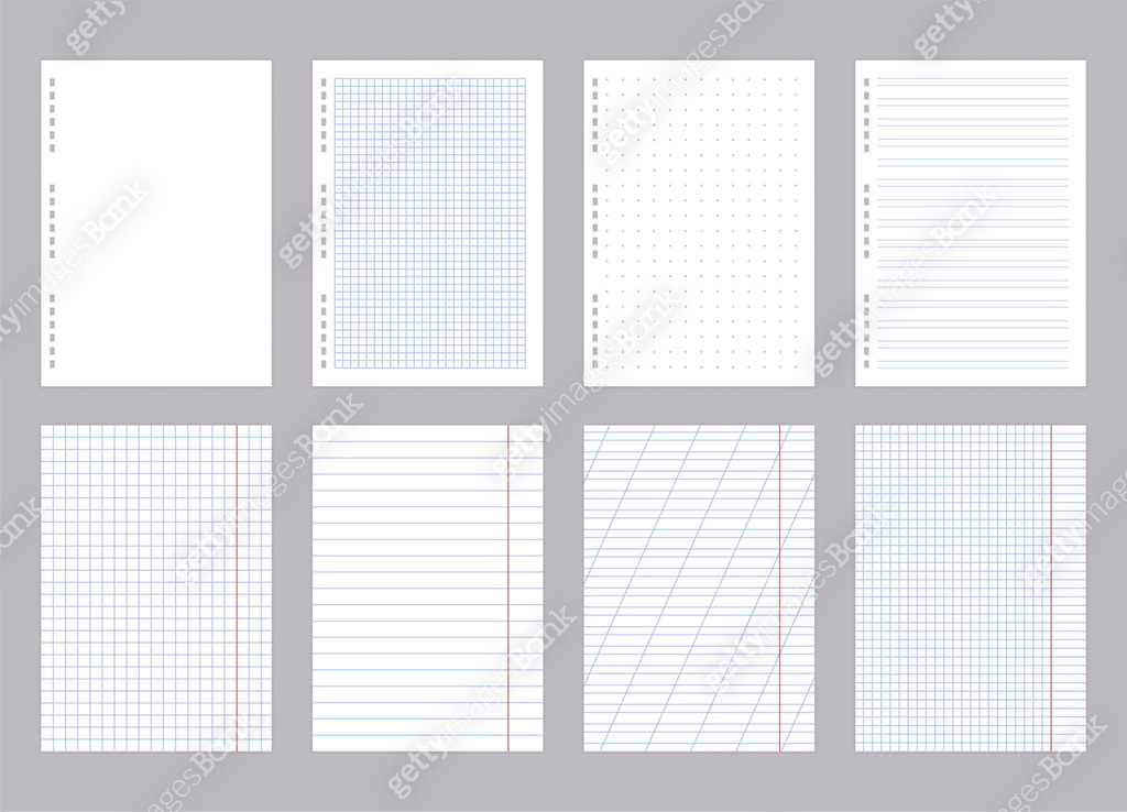 Lined paper sheet. Realistic empty school notebook page with lines ...