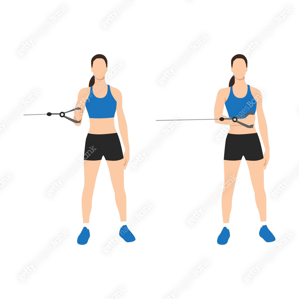 Woman doing External Cable Shoulder Rotation posture for exercise in 2 ...