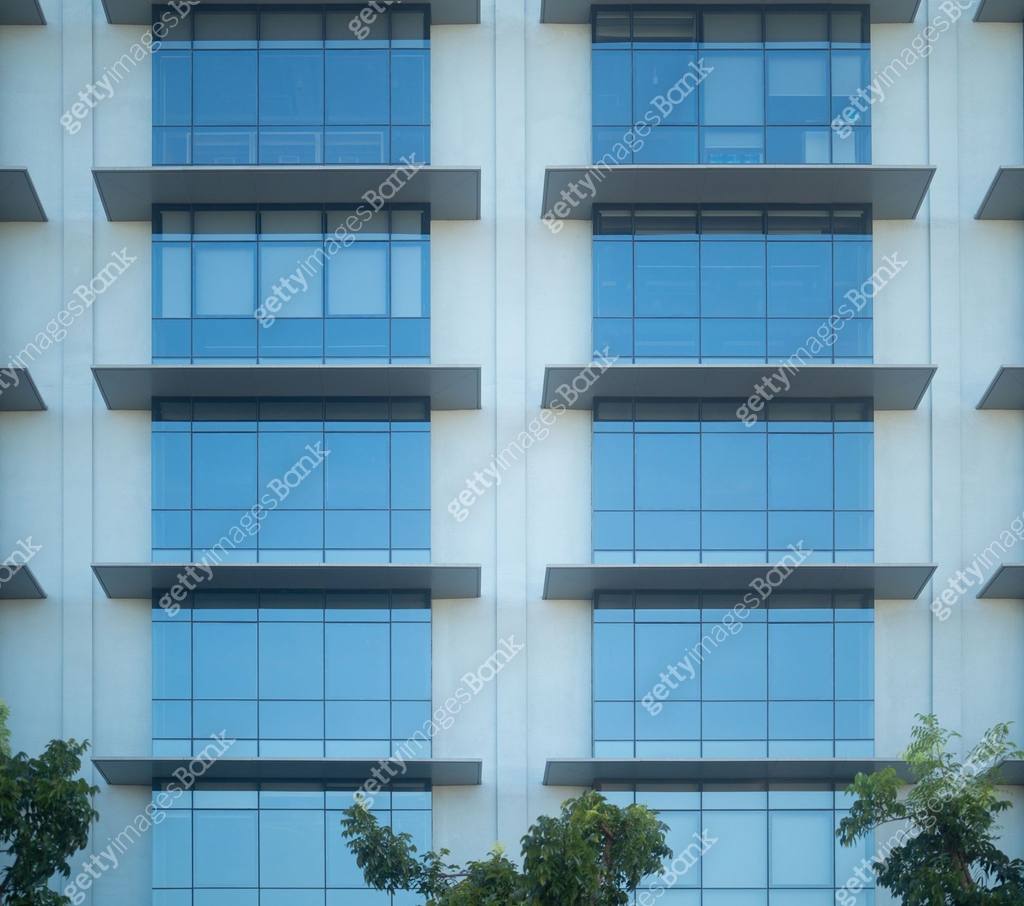 Balcony of condominium or apartment buildings windows. Glass ...