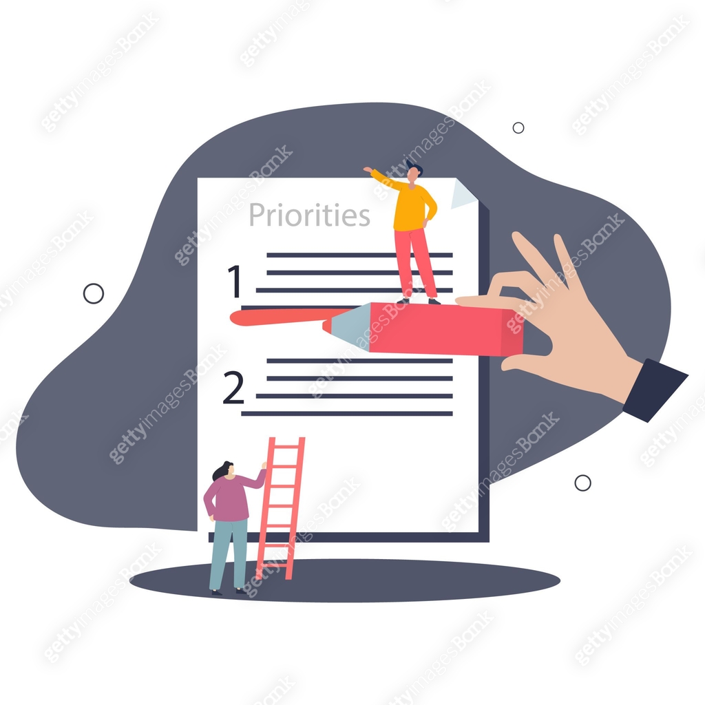Priority agenda and list with work task importance.Effective job ...