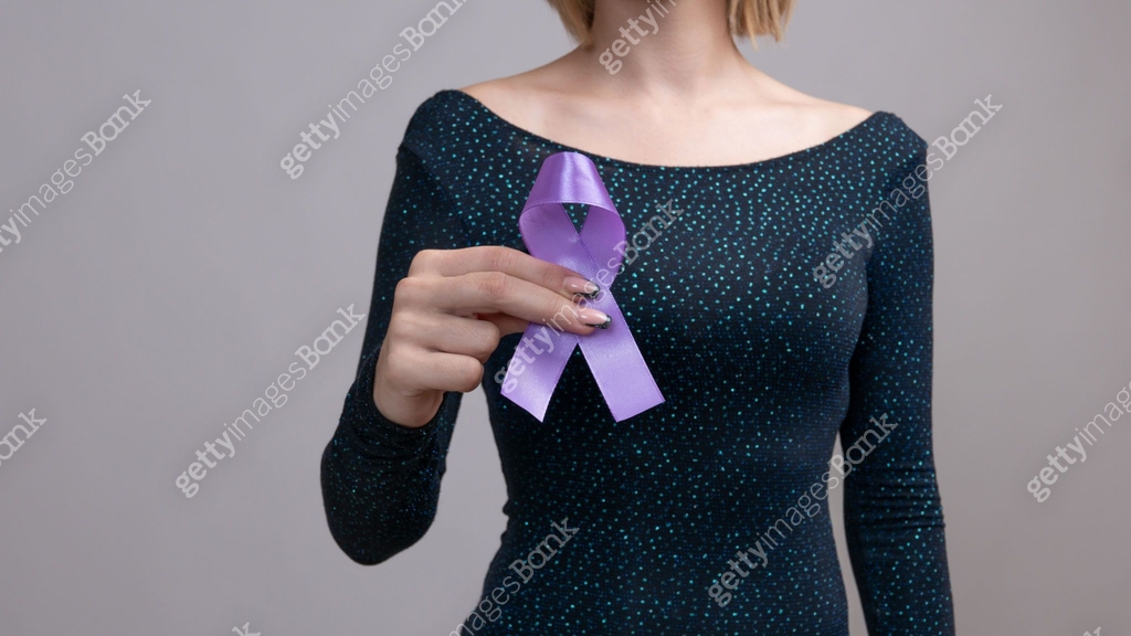 Purple Adhd Ribbon Woman holding a purple ribbon in her hands ADD,ADHD,Alzheimer Disease ...