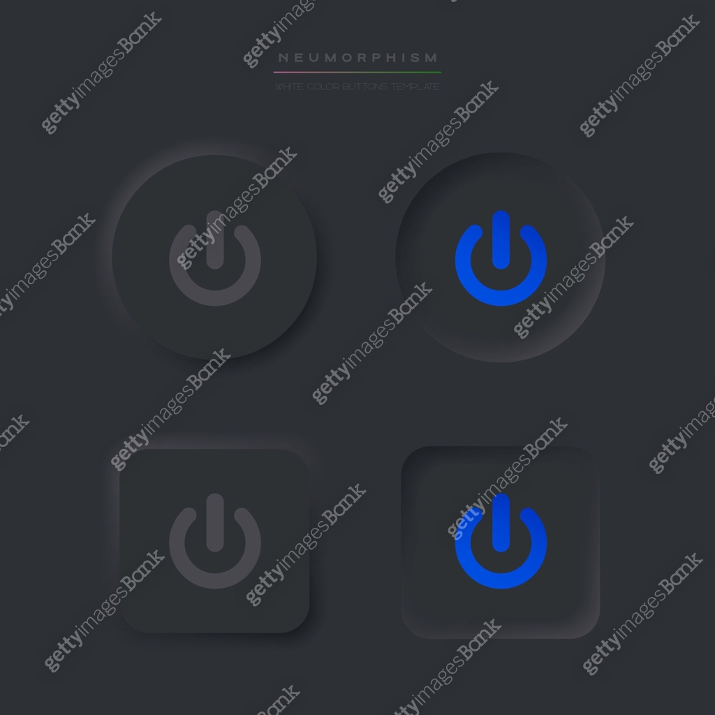 Power icon in neumorphism style. Power on off buttons. Black User ...