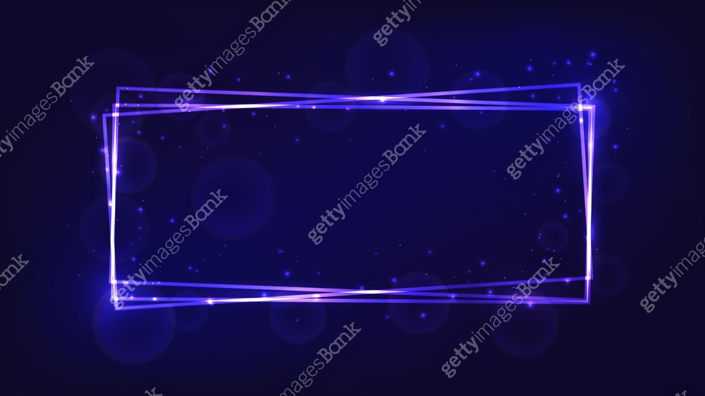Neon rectangular frame with shining effects and sparkles 이미지 ...