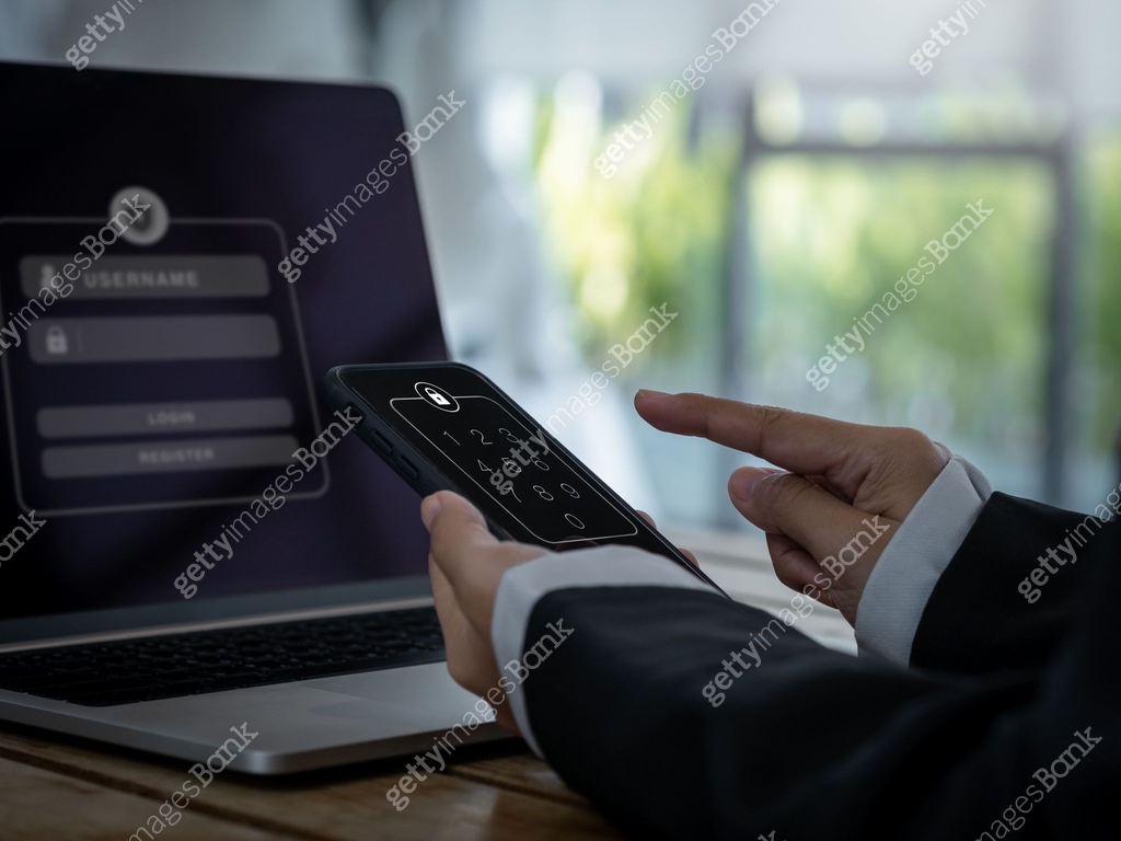 Two factor authentication or 2FA and cyber security concept. Lock icon ...