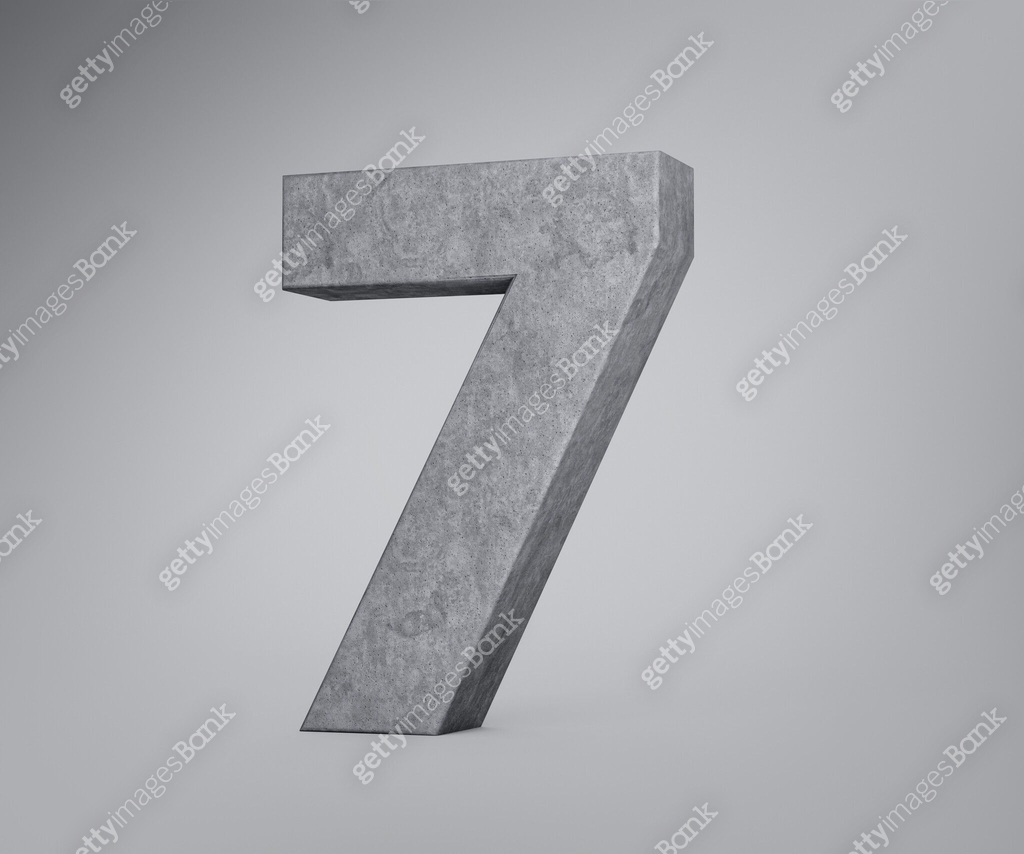 3d Concrete Number Seven 7 Digit Made Of Grey Concrete Stone On Grey ...