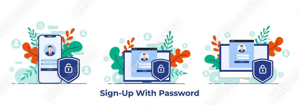 Online registration or sign up user interface screen on laptop, desktop ...