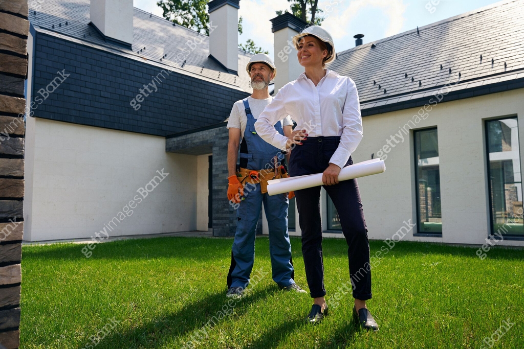 Object Show Construction Team of building experts conducting construction object inspection ...