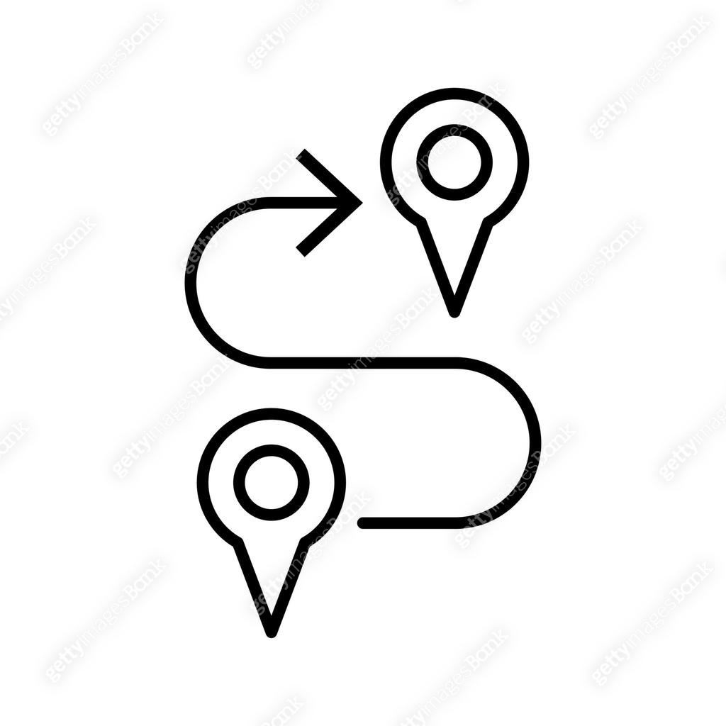 Map, route, gps distance, roadmap icon. Geolocation map path distance ...