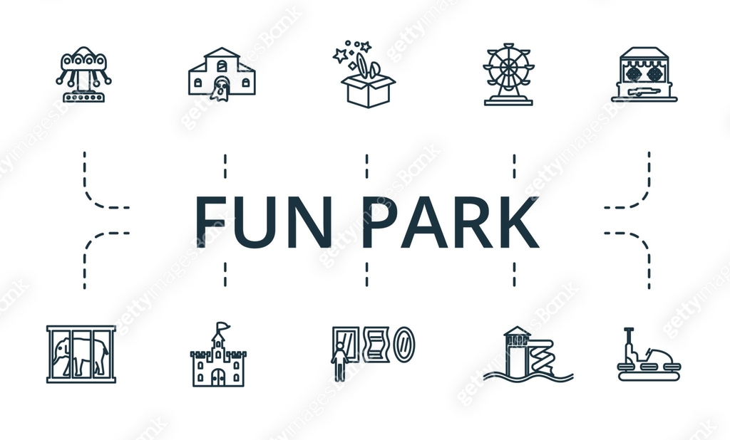 Fun Events Icon Fun park editable stroke icons showing entertainment activities 이미지 ...