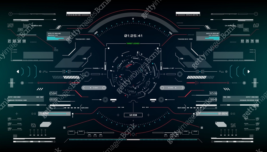 Technology futuristic system of HUD monitoring screen interface element ...