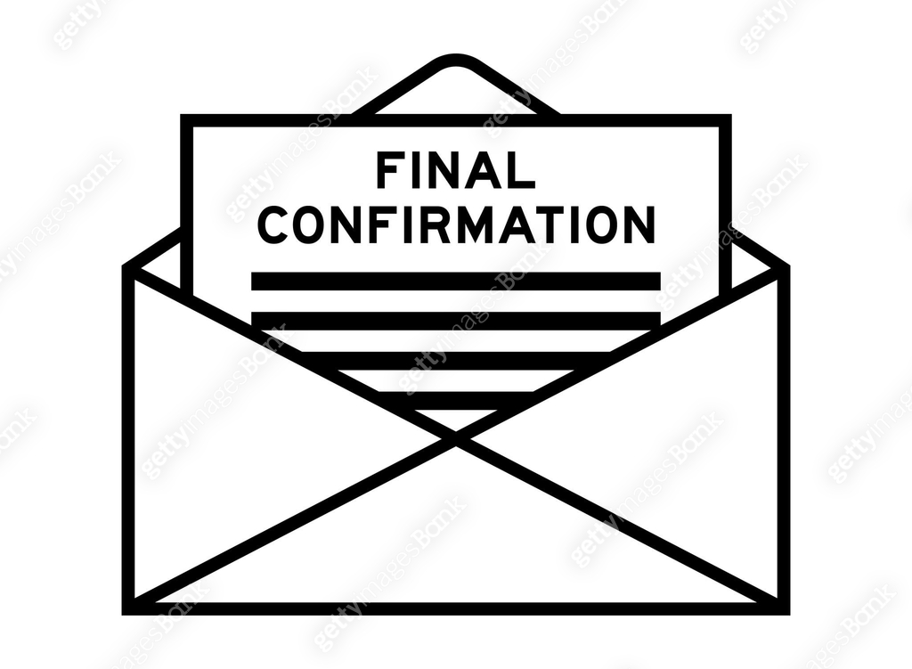 Envelope and letter sign with word final confirmation as the headline ...