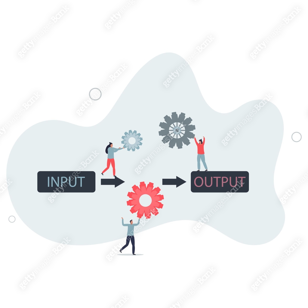 Algorithm data input and output process visualization.flat characters ...